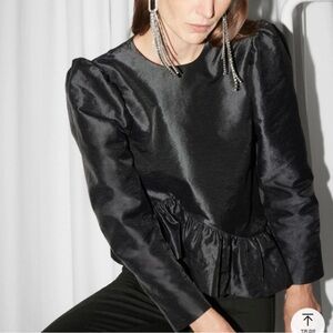 & Other Stories Black Blouse with Elegant Satin Finish